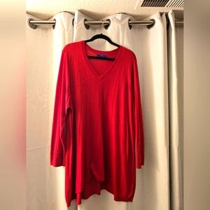 Vibrant Red V-Neck Sweater